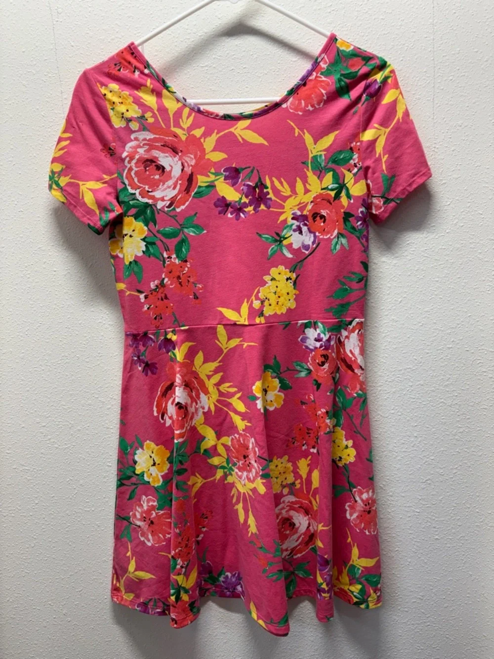 Girls' Pink Floral Short-Sleeve Dress - Picture 3 of 3